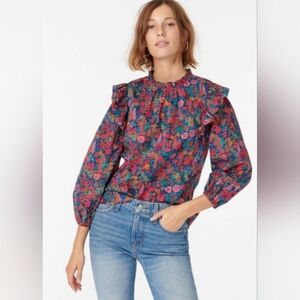 J. Crew Flutter-sleeve blouse top in floral Liberty® Ciara print